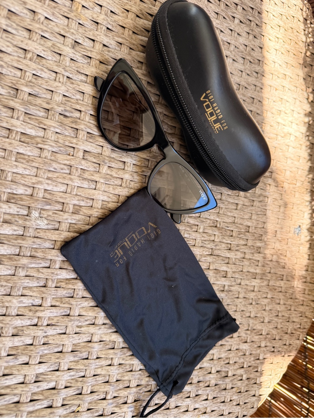 Gigi Hadid for Vogue Black Cat-Eye Sunglasses with Case